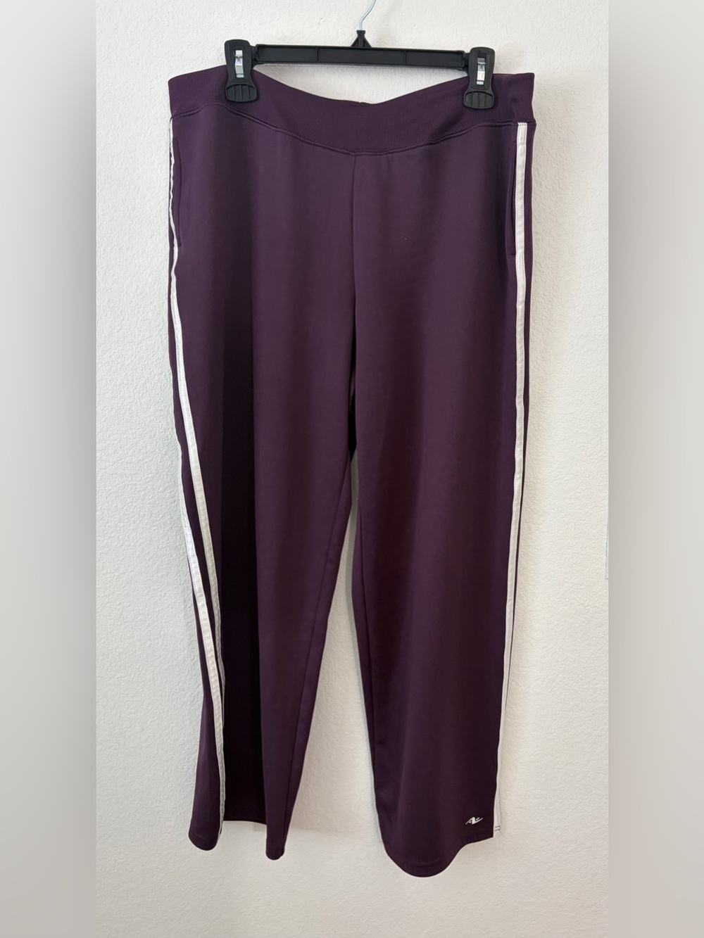 Athletic Works Plum Track Pants with White Side Stripes Size LG